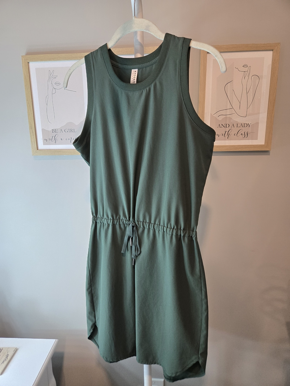 Kyodan Olive Drawstring Waist Sleeveless Mini Dress